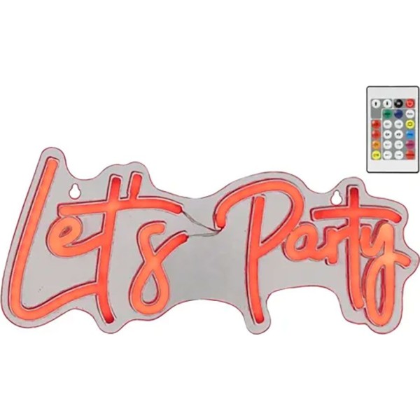Luz led neón decorativa let's party, 40 x 16 x 1,5 cm