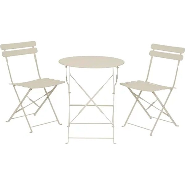 Conjunto de mesa y 2 sillas helsingborg, plegables, de acero, blanco