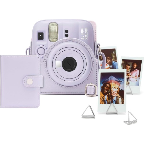 Fujifilm instax mini 13 accesorios kit dreamy purple /  funda original + mini álbum + clips para sujetar fotos