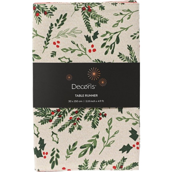Camino de mesa algodón navidad muérdago 30 x 150 cm